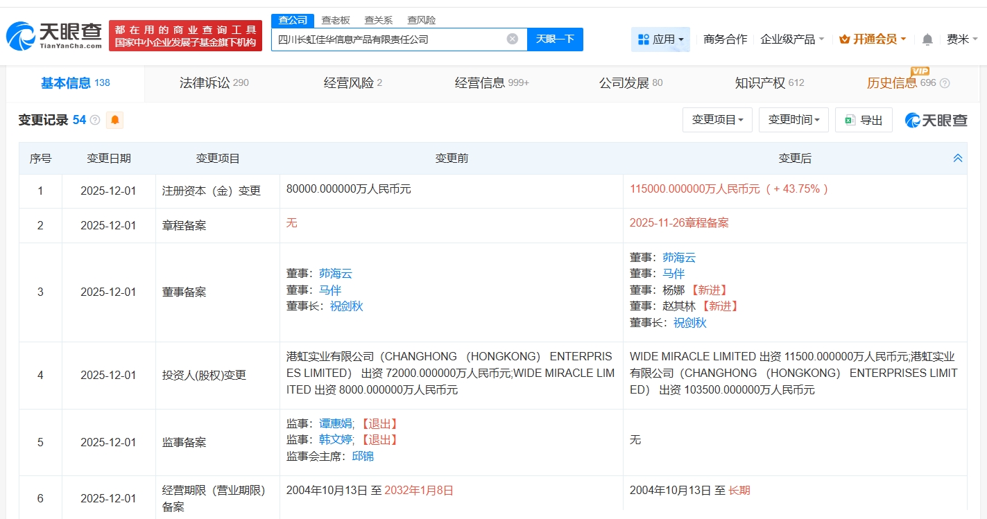 四川長(zhǎng)虹佳華增資至11.5億元，軟硬件批發(fā)業(yè)務(wù)再添強(qiáng)勁動(dòng)力